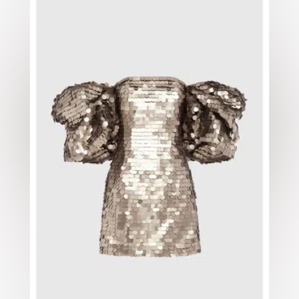 LEO LIN Brenda Sequin Puff Sleeve Mini Dress AU6/US2 NWT